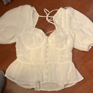 Astr Cream Puff Sleeve Blouse